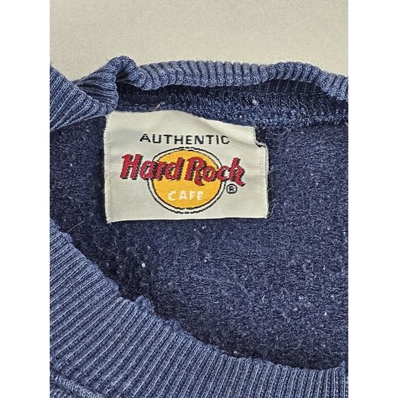 Hard Rock Cafe Las Vegas Sweatshirt Mens Lrg. Blue/Navy& White Raised Lettering - Picture 3 of 8